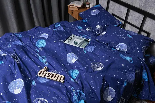 Комплект постільної білизни Moon&Star Бязь Gold Люкс Planets King Size 220x240 наволочки 2х50х70 - фото 5