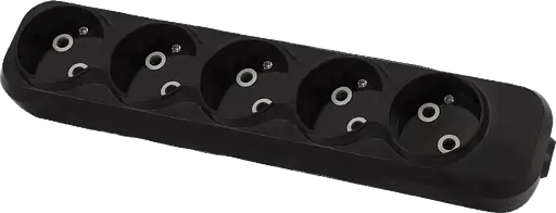 Колодка 5 гнезд без заземления ЧЕРНАЯ (ABS-пластик) (медь) MODERN (18123) ТМ LUMANO - фото 1