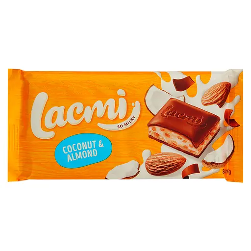 Шоколад Roshen Lacmi молочний з мигдалем та кокосовим кремом 84 г