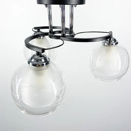 Стельова люстра в чорному корпусі з подвійним плафоном Line.F Кількість ламп 5 - фото 1