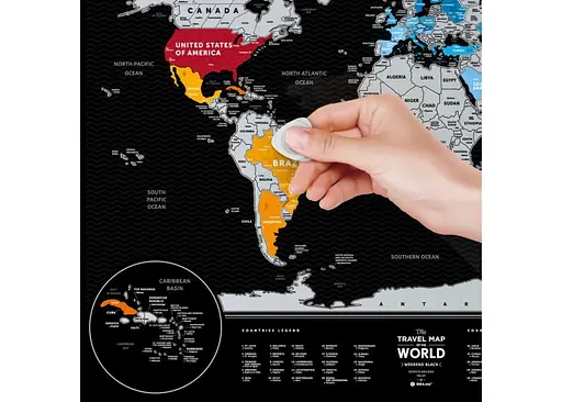Скретч карта мира 1DEA.me Travel Map Weekend Black World (silver) (англ.) (13073) - фото 5