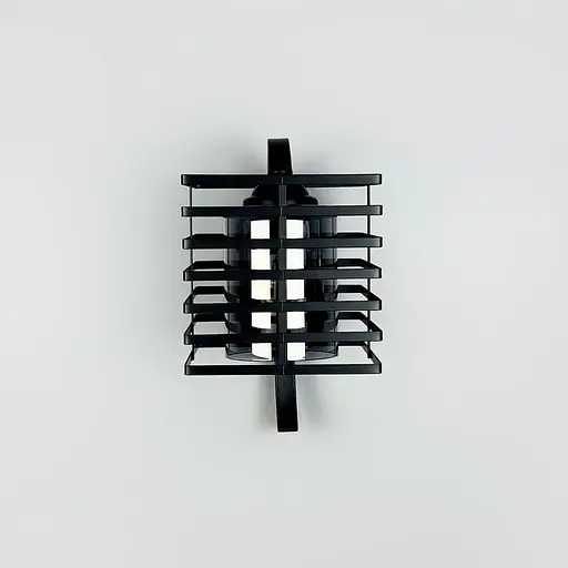 Металлические бра в стиле Лофт в черном корпусе 30х16 см с плафоном Line F Арт. 12391/1W BK+GR - фото 1