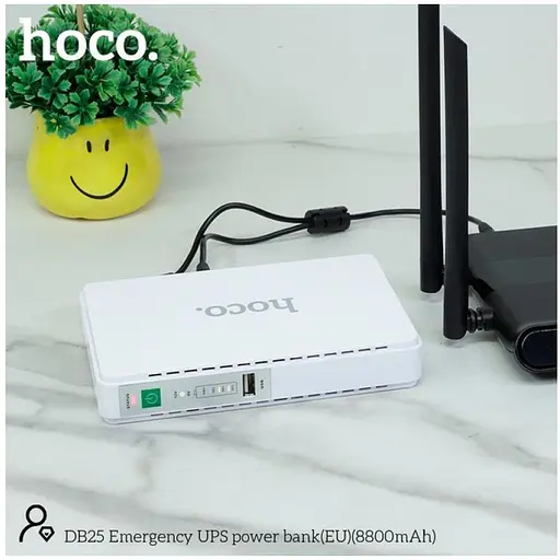 ИБП USP для роутера Hoco DB25 UPS White 8800mAh/18W/1USB/1*9-12V/1*5V/POE 15/24V - фото 8