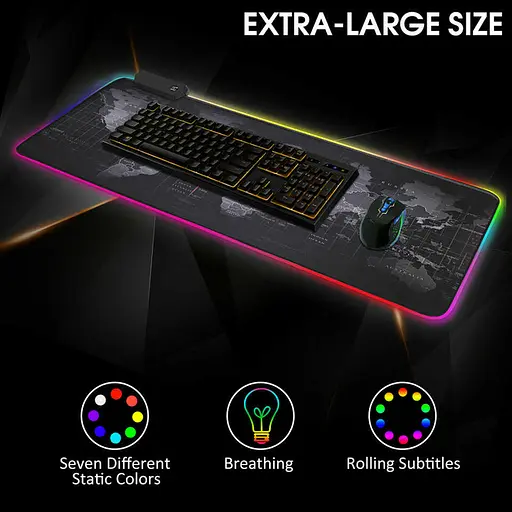 Ігрова поверхня з RGB підсвіткою FeelTouch 800 x 300 мм Black - фото 2