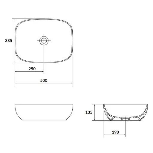 Умивальник на стільницю Cersanit Larga прямокутний 50x38 бежевий матовий K677-062 - фото 2