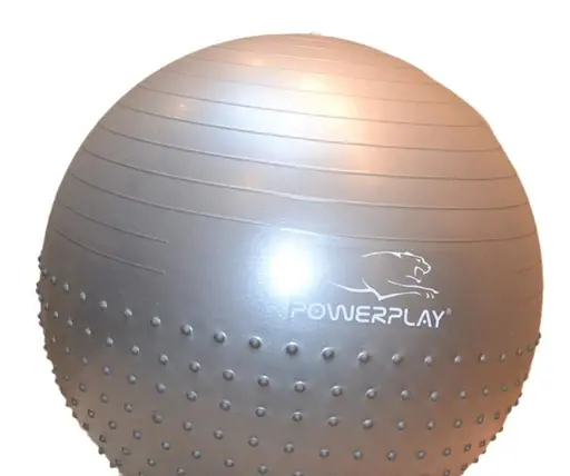 М'яч для фітнесу (фітбол) напівмасажний PowerPlay 4003 Ø65 cm Gymball Сірий + помпа (PP_4003_65cm_Light-grey) - фото 6