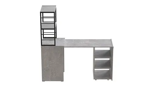 Стіл-тумба трансформер Смарт 4/2 з етажеркою Ferrum-decor 1430x1450x600 Чорний метал ДСП Бетон 16 мм (FRD-105135) - фото 3