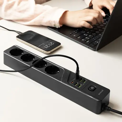 Мережевий фільтр Proove Power Strip P-04 (4 розетки + 4 USB + 2 Type-C) 2М black (PSP442420001) - фото 9