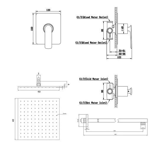 Душова система Kohlman Experience 40 chrome + BOX прихованого монтажу QW220EQ40, Хром - фото 2