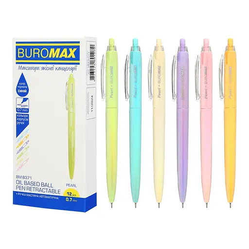 Набор ручек, масляных автоматических PEARL, 12 шт., 0.7 мм, синий, BM.8371