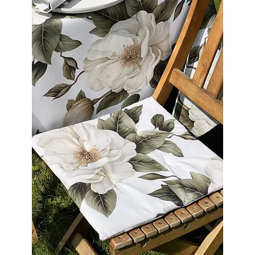 Водоотталкивающая подушка для стула с 3D принтом Чайный цветок 40х40 см бежевая 8 шт. - фото 3