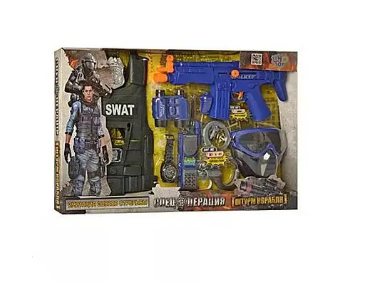 Набір поліції 34290 автомат, бронежилет, маска, рація, світло, звук, в коробці (6903317077458) - фото 2