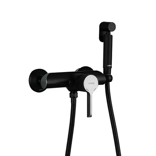 Змішувач для гігієнічного душу зовнішнього монтажу 150 мм Gappo G2003-6, чорний/хром, Чорний матовий - фото 1