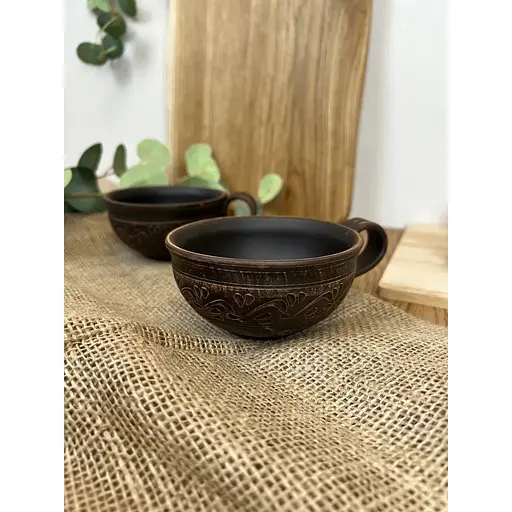 Чашка керамическая (глиняная) резная Декор 200 мл