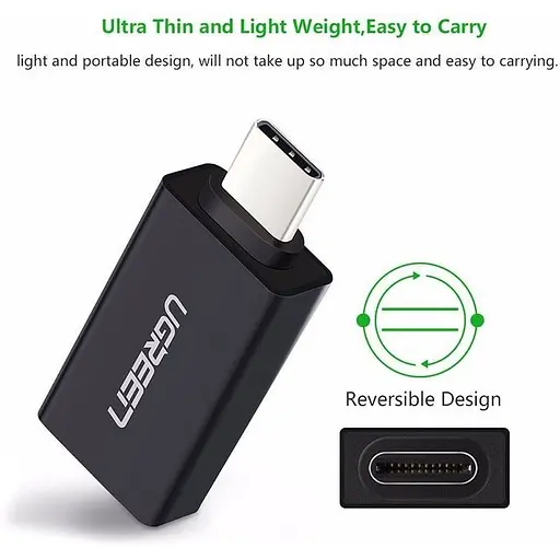 Перехідник Ugreen USB-C to USB 3.0 OTG Black (US173/30155) [72727] - фото 3