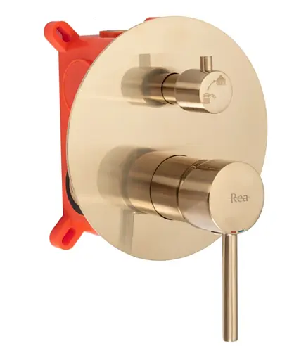 Душова система прихованого монтажу Rea Lungo + Box з виливом brushed gold REA-P6609, Золотий - фото 2