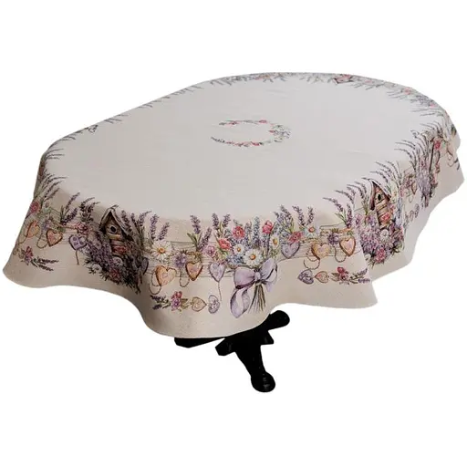 Скатерть Прованс Лавандовый сад овальная 136х240 см (44184) - фото 1