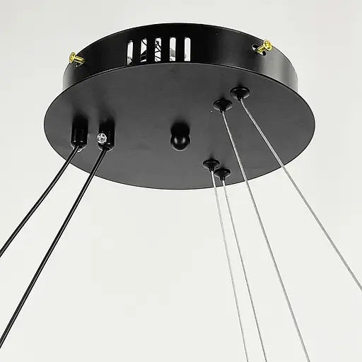 Современная подвесная LED люстра в черном каркасе на два кольца 80 и 60 см Ст. M 2702-800+600 BK Line F - фото 7