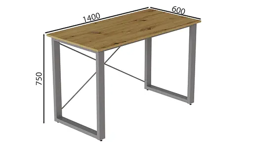 Письменный стол Ferrum-decor Драйв 750x1400x600 Серый металл ДСП Дуб Артизан 16 мм (FRD-103141) - фото 3