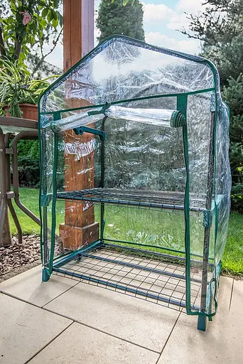 Парник складаний Neo Tools 95х69х49, 2 полиці, ПВХ плівка, прозорий - фото 3