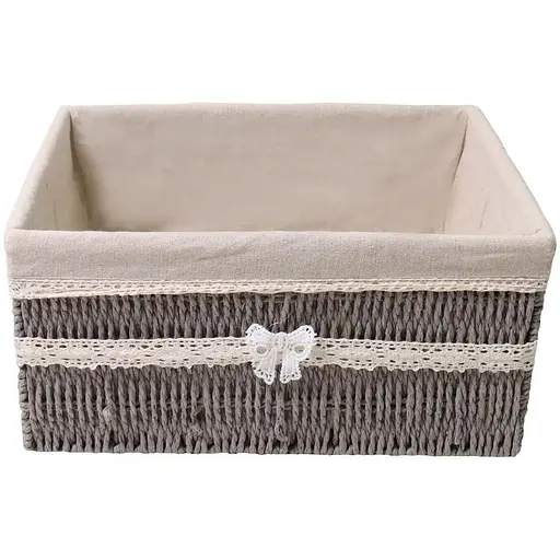 Корзина стеллажная Handy Home Бантик, с текстильным вкладышем, 36х27х17 см, серый (EW-90 L)