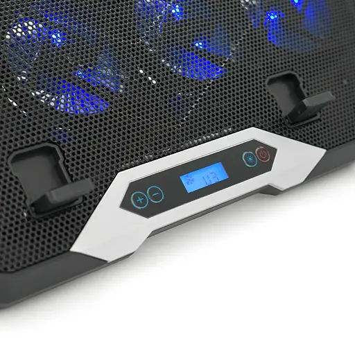 Підставка під ноутбук IceCoorel K10, 10-17", 8 * 70mm, корпус пластик + алюміній, 2xUSB2.0 + LCD, 410x297x40mm, RGB, Box, Q10 - фото 3