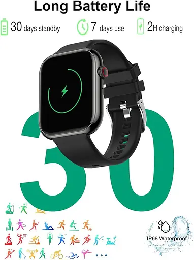 Умные часы для мужчин с функцией вызова - 1,85-дюймовые фитнес-часы с сердечным ритмом/SpO2/монитором сна - фото 2