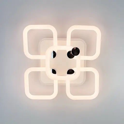 Люстра с квадратными LED кольцами, рассеивающая свет на 360° Line.F A 2837/4+1S RGB WH - фото 1