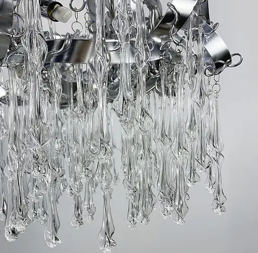 Подвесной светильник в цвете хром со стеклянными закрученными подвесами Line.F Диаметр 60см - фото 3