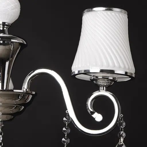 Люстра підвісна Brille кришталева з абажуром E14 40W CH (BCL-384S/3) - фото 9