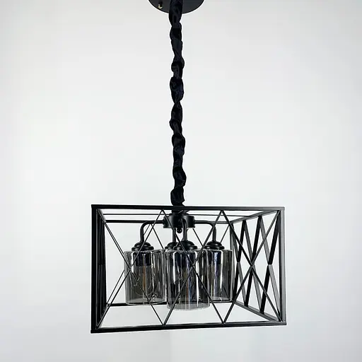 Сдержанная люстра в металлическом каркасе на 4 лампы Line.F Цвет плафона Янтарный - фото 5