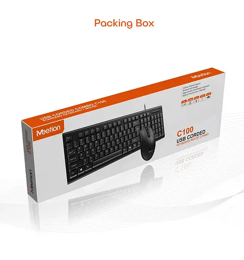 Набор комбо 2-в-1 клавиатура мышь MeeTion MT-C100 Keyboard and Mouse USB Corded RU/EN раскладки - фото 6