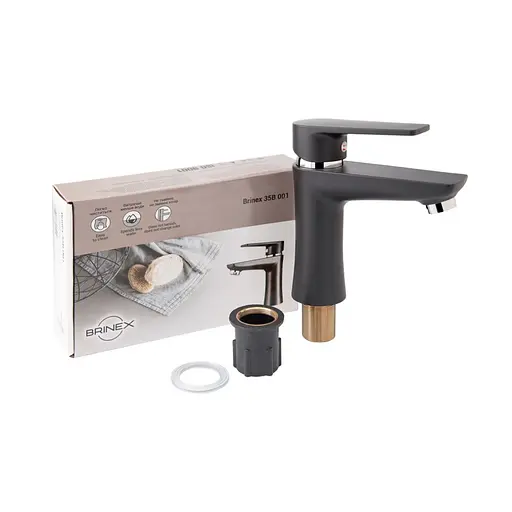 Змішувач для умивальника Brinex 35B 001 Чорний матовий - фото 4