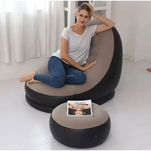 Крісло надувне Intex AirSofa велюрове з пуфиком для дому та саду - фото 8