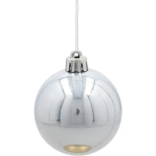 Комплект елочных шариков Chomik пластиковые 6 см серебристые 6 шт. (GIF3863) - фото 3