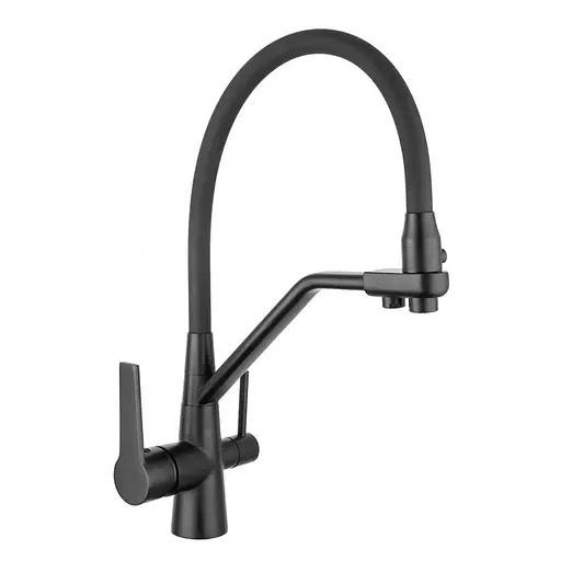 Змішувач для кухні на дві води Frap F4374-6 чорний матовий - фото 1