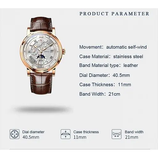 Водостойкие механические часы Borman Club golden - фото 10