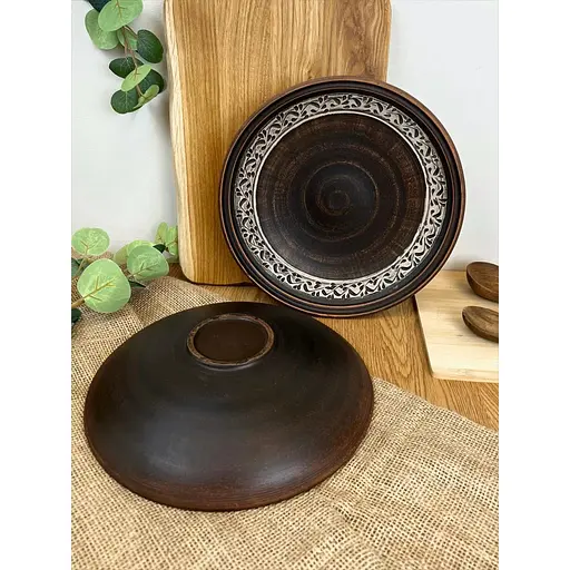 Фруктівниця 26 см керамічна (глиняна) різьблена Ангоб - фото 7