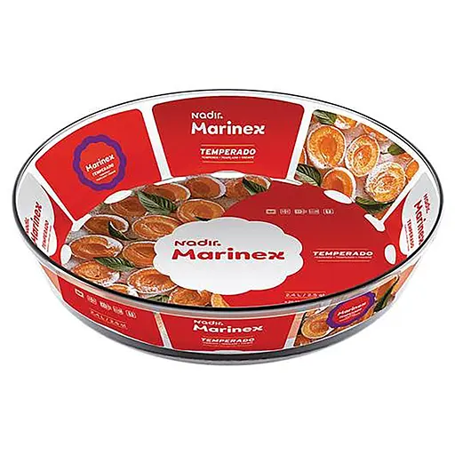 Скляне кругле жароміцне блюдо форма для запікання Nadir 2.4 л, Marinex Прозорий 87908 - фото 4