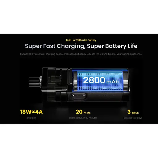 Под-система Smoant Pasito 3 100W Pod 2800mAh 7ml електронна сигарета Kit Matte Black (18829) - фото 6