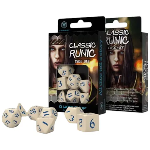 Набір кубиків Classic Runic Beige & blue Dice Set , 7 шт. (SCLR06-2)