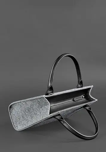 Женская фетровая сумка-кроссбоди Blackwood с кожаными черными вставками - фото 5