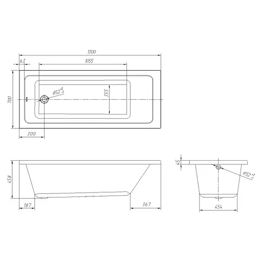 Ванна акриловая Volle Lbra 170x70 TS-1770458 - фото 2