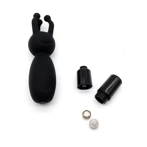 Вибратор с дополнительными усиками и улыбкой Черный K0128-2