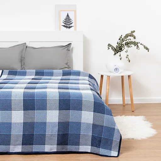 Покривало бавовняне Vladi 140х200 синьо-блакитне - фото 1