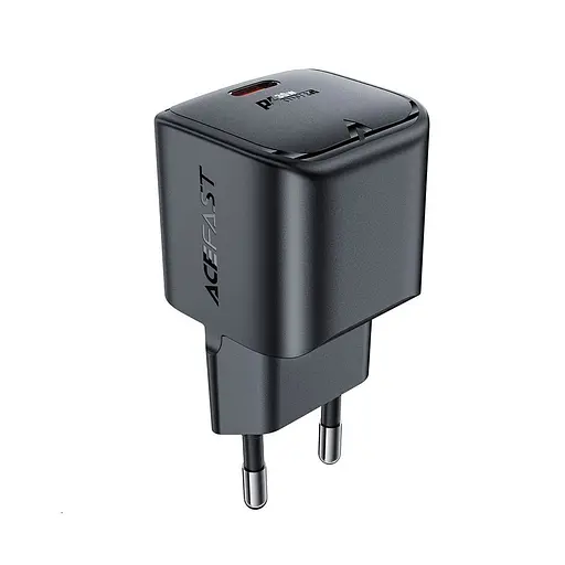 Мережевий зарядний пристрій Acefast A77 mini PD30W GaN USB-C charger чорний - фото 3