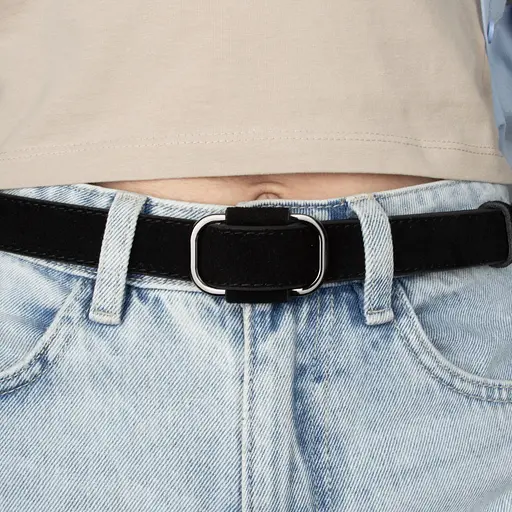 Ремень женский замшевый JK-2548 черный с темной пряжкой (100 см) - фото 5