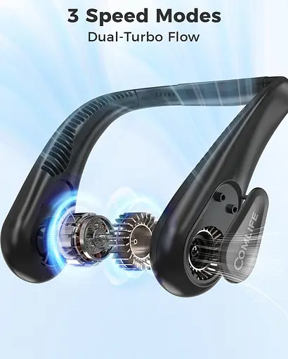 Портативный шейный вентилятор 5000 мАч 3 скорости - фото 3