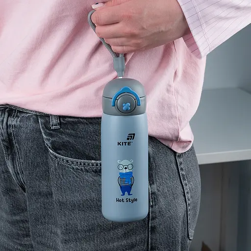 Термос з кнопкою Kite Hot style сірий 430 мл (K25-1221-3) - фото 6