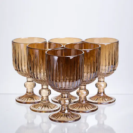 Набор бокалов для вина 6 штук по 220 мл из толстого стекла янтарный HP-19-246 прозрачный стакан Yiwu HP-19-246 - фото 1